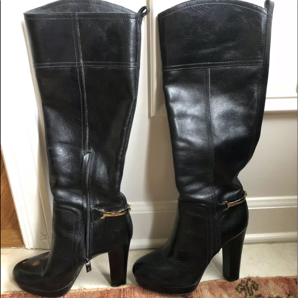 TORY BURCH- Jess Platform Tall Boots, Black, 8.5